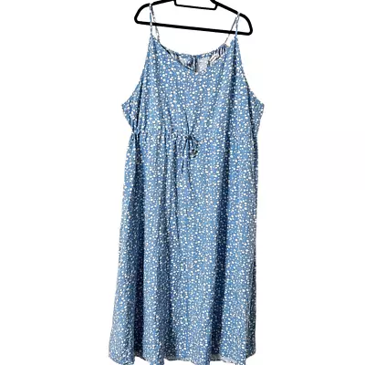 Leadingstar Sleeveless Blue White Tie Cinched Waist Floral Maxi Dress Size 4XL • $30