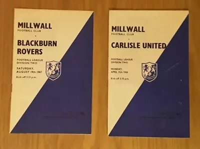 Millwall 1967/68 Division 2 Selection Of League Programmes From Menu • £2.50