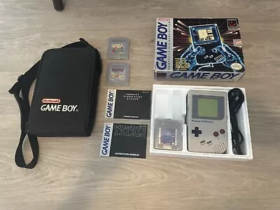 Original Nintendo Game Boy With Box Manual Cord Tetris Bonus 2 Games & Bag 🔥 • $142.50