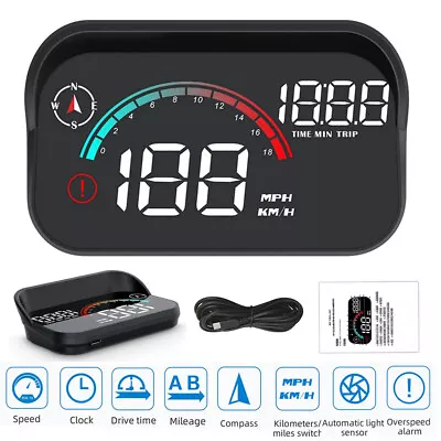 M22 OBD2 HUD Head Up Display Gauge Speedometer MPH KMH RPM Warning Alarm Meter • $57.99