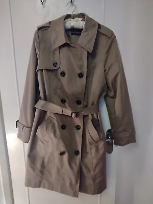 Marks And Spencer Autograph Trench Coat Raincoat Mac Beige Size 16 VGC • £65