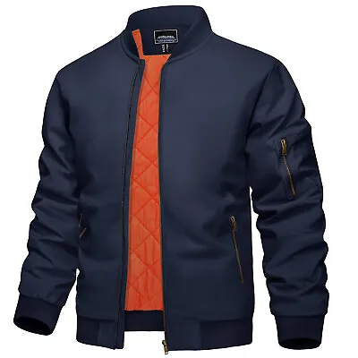 Men's Premium Letterman Bomber Jacket Pilot Jacket Warm Padded Casual Work Coats • $43.68