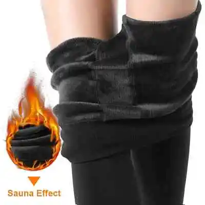 £9.99 • Buy Ladies Fur Lined Thermal Leggings Thick Black Velvet Plush Tummy Control Pants