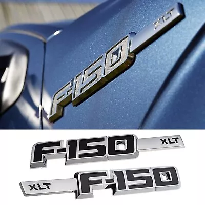 2009-2014 Fender Inserts Emblems For F-150 Xlt Driver Side 3d Badge Chrome Black • $50