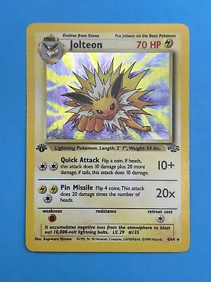 $199.95 • Buy JOLTEON Pokemon Card - WOTC - 1st Edition - Jungle - 4/64 - HOLO - LP