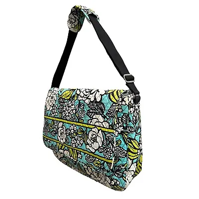 Vera Bradley Island Blooms Messenger Laptop Bag Blue White Floral 14.75x11x4.25 • $26.99