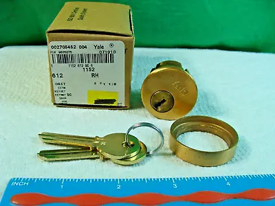 Yale Mortise Cylinder Lock 1152 1-1/8 612 Brass 2-Blank-Keys NIB NOS GC • $20
