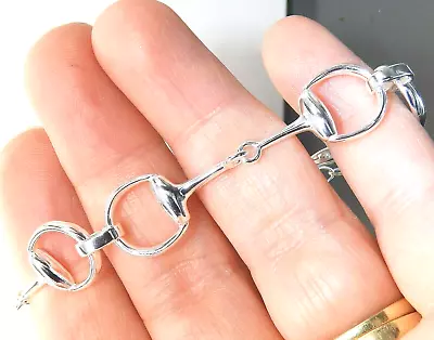 Silver Horse Bit Snaffle Bracelet 10 G Solid 925 Silver Sterling Equestrian NEW • £49.95