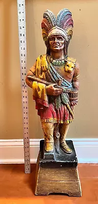 Vintage ALFCO NY CIGAR STORE NATIVE AMERICAN INDIAN Statue W/ Taller Base RARE! • $475