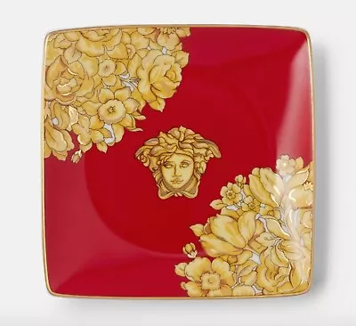 NEW Rosenthal Versace Medusa Rhapsody Flat Square Dish 12cm Red RRP$169 • $105