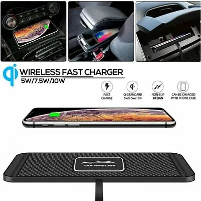 Car Cordless Fast Charger Pad Phone Charging Mat Non-Slip For IPhone Samsung • $12.71
