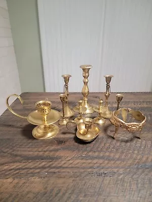 Vintage Brass Candlestick Holders Lot Of 10 Wedding Decorations Party Decor • $25