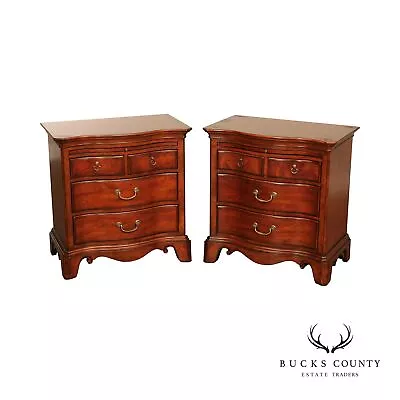 Thomasville 'Irving Park' Pair Of Mahogany Serpentine Front Nightstands • $1495