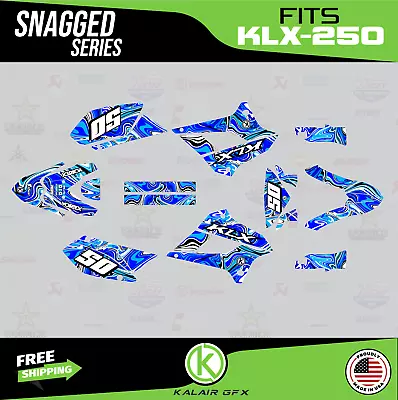 $79.99 • Buy Graphics Kit For Kawasaki KLX250 (2008-2020) KLX 250 Snagged Series Blue