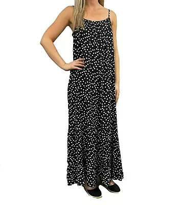 £9.99 • Buy Ex Wallis Maxi Dress Black Spotted Polka Dot All Sizes (W9.41)