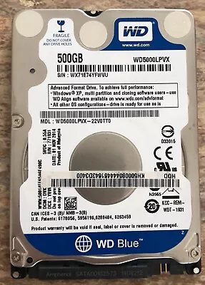 Western Digital  500GB Blue 2.5  SATA III 16MB Internal Hard Drive - WD5000LPV • $0.99