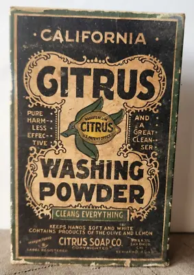 Vintage 1920s California Citrus Washing Powder Unopened Box Citrus Soap Co • $29.99