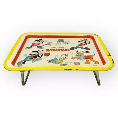 Vintage Walt Disney Characters Superstars Metal TV Dinner Folding Tray 13 X17.5  • $36.99