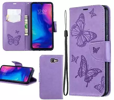 Galaxy J7 Prime Sm G610 Wallet Case Embossed Pu Leather Twin Butterfly • $7.50