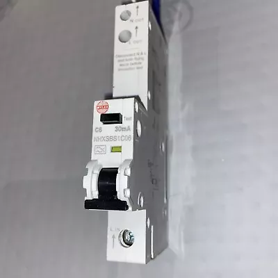 £15 • Buy Wylex NHXSBS1C06 6 Amp Single Pole Type C 230V 30mA 6kA C6 RCBO MCB 