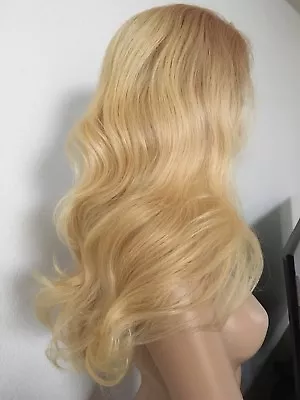 Virgin Human Hair Blonde Wig Wig Wavy Layered 22 Inch Long Lace Front Swiss Lace • $500