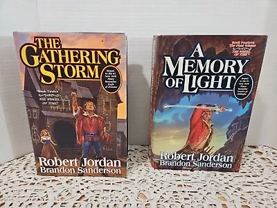 Lot 2 SIGNED A Memory Of Light & The Gathering Storm Robert Jordan FIRST EDITION • $87.99