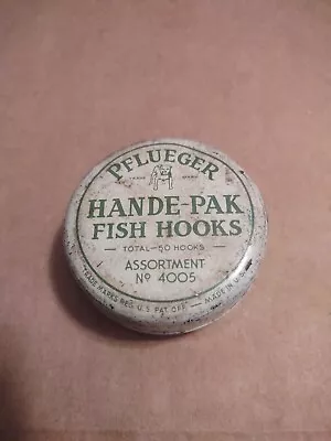 Vintage Pflueger Hande-Pak Fish Hooks Tin With Hooks No 4005  • $7.22