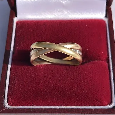 £355 • Buy Stylish & Contemporary Tricolour 18K 18Ct 750 Gold Russian Style Wedding Band