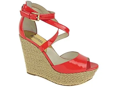 Michael Kors Women's Gabriella Wedge Sandal Watermellon Red Patent Leather 9.5 M • $75