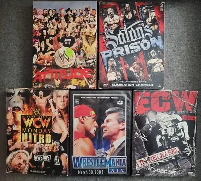 (5) Wwe Ecw Wcw Dvd Lot Unreleased Nitro Wrestlemania Xix Attitude Era Chamber • $44.99