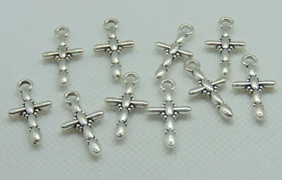 10 CHARMS Silver Cross Pendants Christian Jewelry Making Beading Craft Supply • $3.81