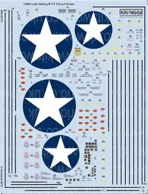 1/48 B17F Stars General Stenciling Cockpit Instrumentation & Walkways • $22.88