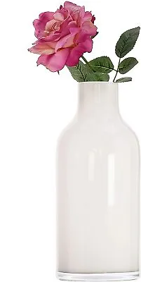 Tall Glass Vase Artisan Milk Bottle For Long Stems H35cm Mother's Day Gift Home • £25.64