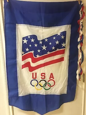 USA Team Olympics Officially Licensed Usa Banner By Colores Inter 44”x28  • $16.99