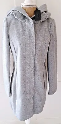 Vero Moda Ladies Light Grey Hooded Winter Coat Jacket Size S 10 BNWT Rrp £50 • $46.06