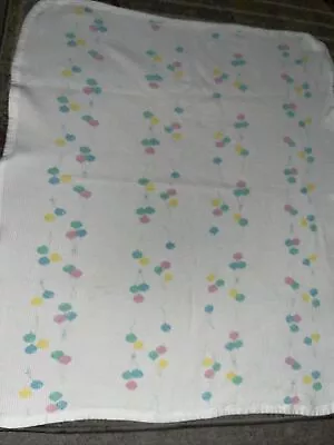 Vtg Baby Morgan Thermal Waffle Weave Balloon White Blanket Receiving USA Made • $39.99