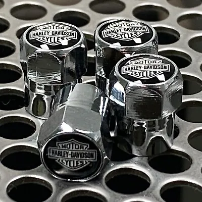 Harley Davidson Chrome Metal Valve Stem Caps V Rod Muscle Sportster 883 1200 • $19.99