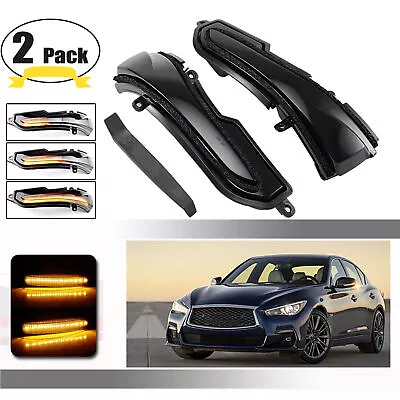 LED Side Mirror Lights Sequential Dynamic Amber Turn Signal Lamp For Infiniti US • $34.19