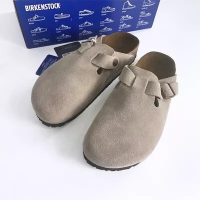 Birkenstock Boston Classic Suede Soft Leather Taupe Narrow | Women's Size 7-10 • $104.49
