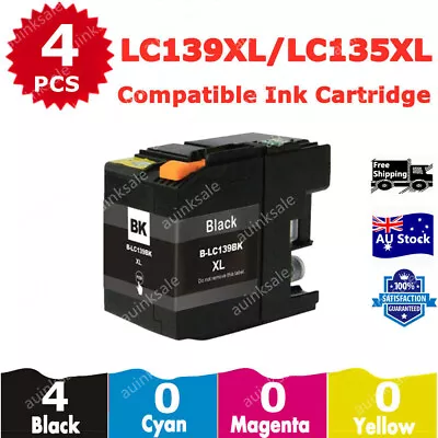 4X Non-OEM Ink Cartridge LC139XL Black For Brother MFC J6520DW J6720DW J6920DW • $23