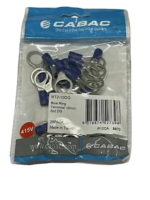 25 X Cabac Blue Ring Terminal RT2-10DG Eye Crimp Lug 10mm Stud Double Grip • $10