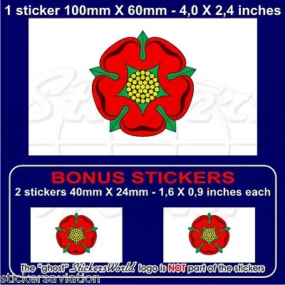 £2.24 • Buy LANCASHIRE Red Rose Of Lancaster Flag UK 100mm Vinyl Sticker, Decal X1+2 BONUS