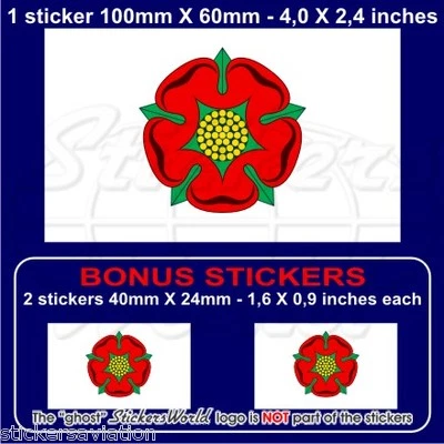 LANCASHIRE Red Rose Of Lancaster Flag UK 100mm Vinyl Sticker Decal X1+2 BONUS • £2.40