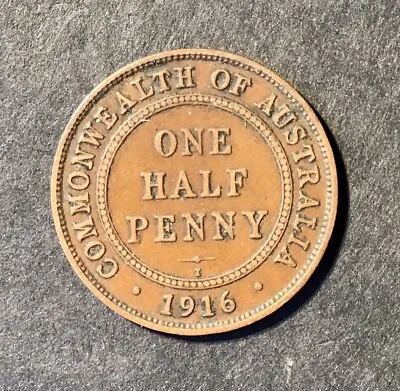 1916 Australian Predecimal Coin. KGV (1/2) Half Penny. X 1 Coin Ungraded • $11.95