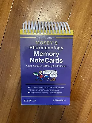 Mosby's Pharmacology Memory NoteCards: Visual Mnemonic And Memory Aids 5th Ed. • $18