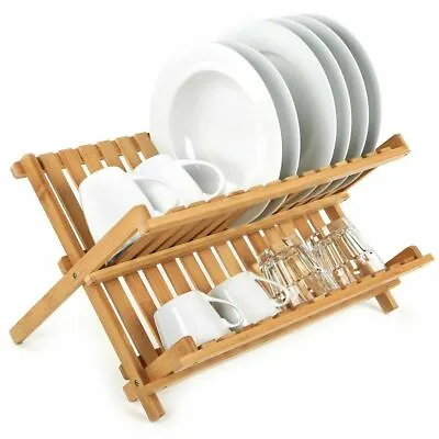 £14.89 • Buy Foldable Kitchen Sink Dish Drainer Folding Wooden Plate Cups Drying Rack Home