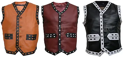 Real Leather Warrior Vest The Warriors Movie Motorcycle Rider Costume Jacket • $89.99