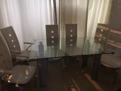 Modern Glass Dinning Table & 6 Chairs (2 Carvers) New Condition Ex-display • £125