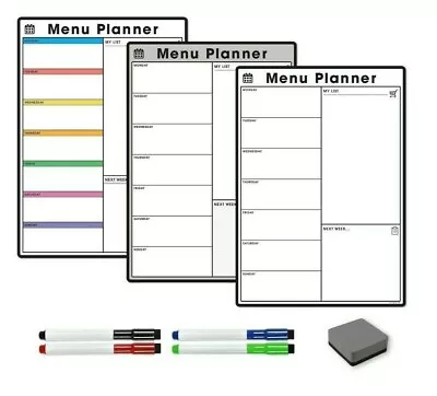 Magnetic Weekly Meal Planner Dry Wipe Fridge Planner Whiteboard For Meal Plans • £14.95