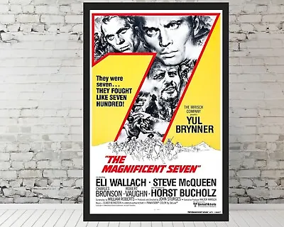 The Magnificent Seven Movie Poster Steve McQueen Yul Brynner - 11x17  FRAMED • $33.90